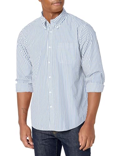 Brooks Brothers Herren Friday Popeline Langarm Stripe Sport Shirt, Blau, M/L von Brooks Brothers