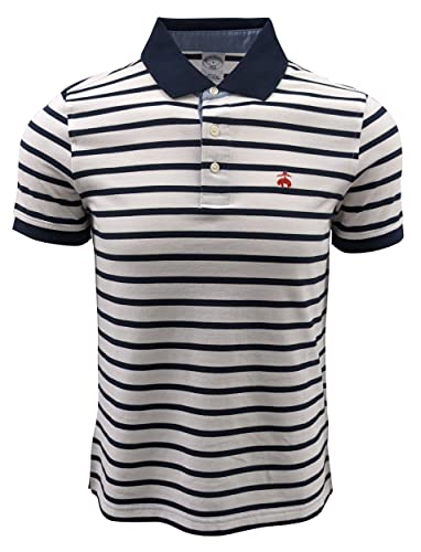 Brooks Brothers 1818 Slim Fit gestreiftes Poloshirt, Marineblau/Weiß (rotes Fleece), XX-Large von Brooks Brothers