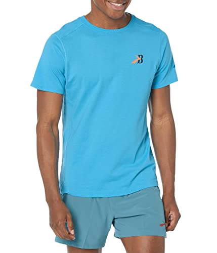 BROOKS 211453488 Distance Short Sleeve 2.0 T-Shirt Herren Htr Azure Blue Größe 30 von Brooks
