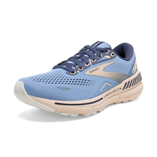 Brooks Damen Adrenaline GTS 23 unterstützender Laufschuh, Vista Blau/Marineblau/Leinen, 43 EU von Brooks