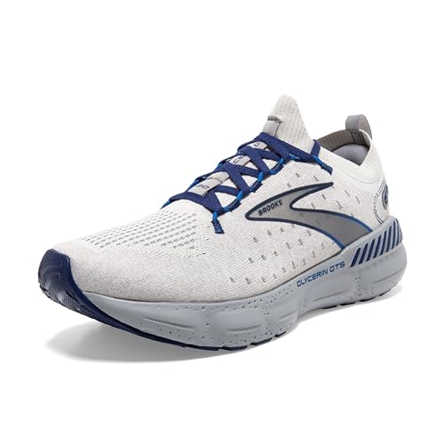 Brooks Herren Glycerin StealthFit GTS 20 stützender Laufschuh, Austern/Legierung/blaue Tiefe, 43 EU von Brooks