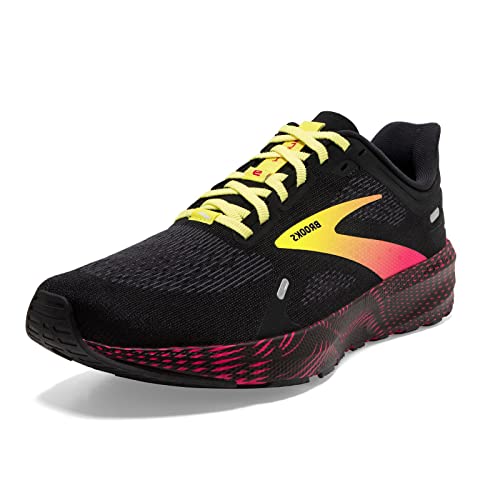 Brooks Herren Launch 9 Sneaker, Schwarz Rosa Gelb, 42.5 EU von Brooks