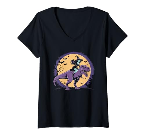 Damen Besen sind für Amateure Hexe Reiten Dino Halloween Hexe T-Shirt mit V-Ausschnitt Damen Besen sind für Amateure Hexe Reiten Dino Halloween Hexe T-Shirt mit V-Ausschnitt von Brooms are for Amateurs Witchy Halloween Vibes