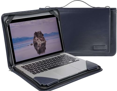 Broonel - Laptop Schultertasche Aus Blau Leder - kompatibel mit dem ASUS Zenbook 14 Flip OLED (UP3404) 14" Laptop von Broonel