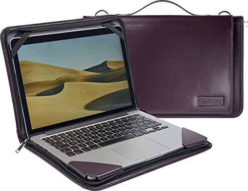 Broonel - Laptop Schultertasche Aus Lila Leder - kompatibel mit dem HP ProBook x360 11 G1 11.6" TouchScreen Notebook von Broonel
