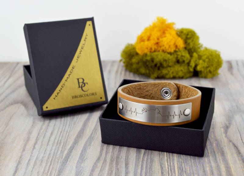 Personalisiertes Lederarmband, Motorrad Armband, Braunes Leder Und Stahlarmband, Leder, Geschenk Für Ihn, Geschenk, Sale von BroscolorsDesign