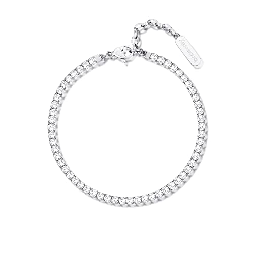 Brosway Armband DESIDERI für Damen aus Edelstahl mit Zirkonia in der Farbe Silber mit Karabinerverschluss, Länge: 180 mm, BEI030 von Brosway