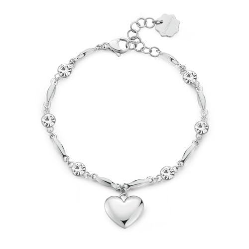 Brosway Damen-Armband aus Stahl mit Herz-Symbol, Armband für Damen, Kollektion Chakra, BHKB211, 180mm, Edelstahl, Kristalle von Brosway