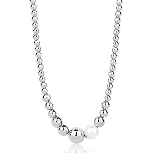 Brosway Damen Halskette PERFECT aus Edelstahl mit Perle in der Farbe Silber mit Karabinerverschluss, Länge: 46 cm, BPC01 von Brosway