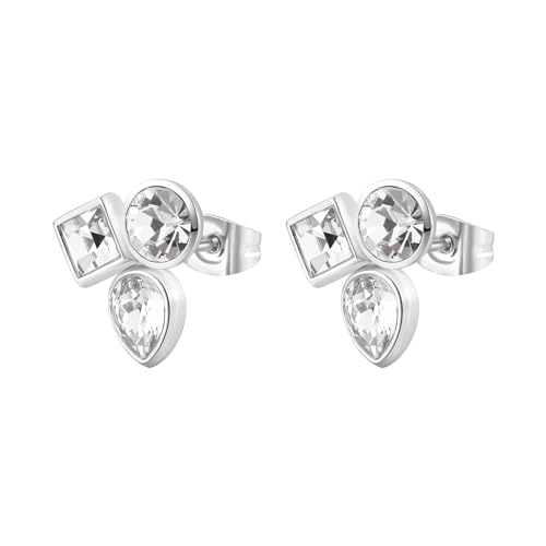 Brosway Damen Ohrringe SYMPHONIA aus Edelstahl mit Kristallen in der Farbe Silber, Länge: 1,35 cm, BYM176 von Brosway