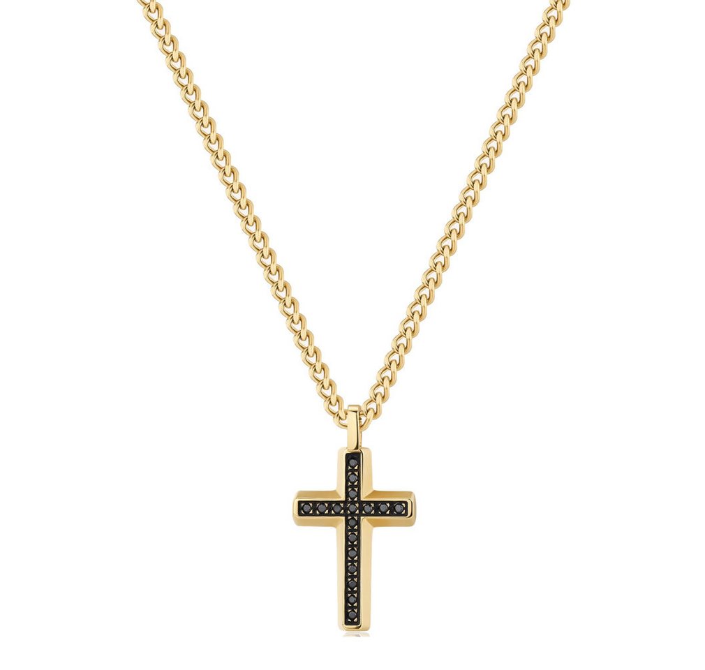 Brosway Kette mit Einhänger Backliner BBC02 Gold Plated Cross Necklace von Brosway
