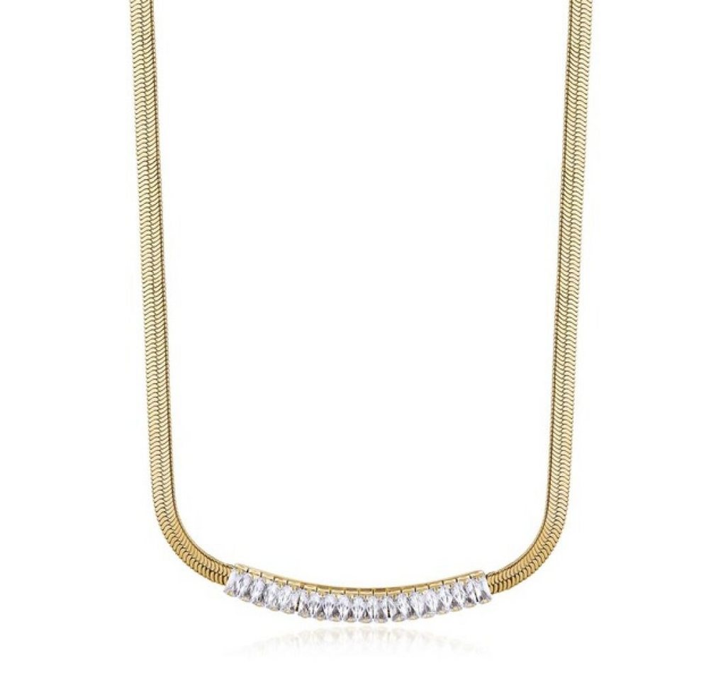 Brosway Kette mit Einhänger Hübsche vergoldete Halskette mit klaren Zirkonen Desideri BEIN017 von Brosway