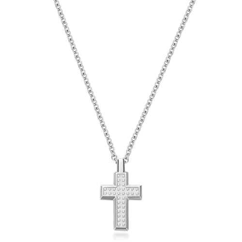 Brosway Bullet BUL55 men's cross necklace in polished and sandblasted 316L steel von Brosway