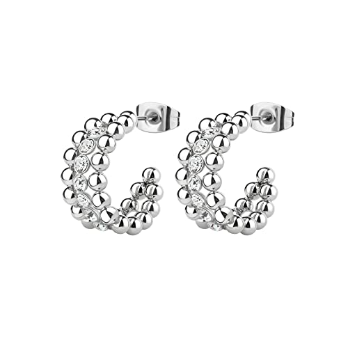 Brosway Ohrringe Perfect für Damen aus Edelstahl und Kristallglas in der Farbe Silber, Länge: 6,3 mm, BPC24 von Brosway