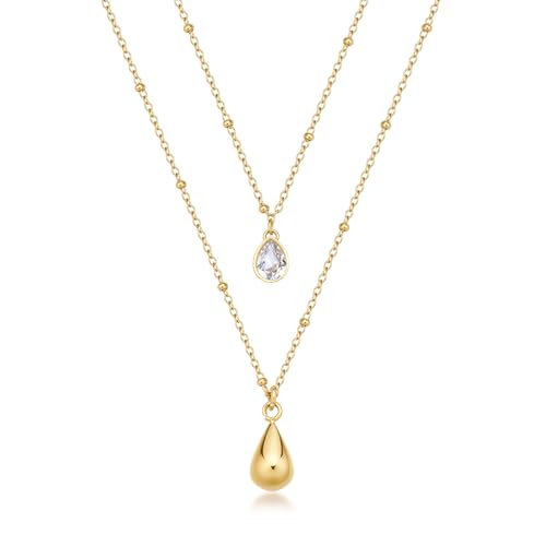 Brosway Perfect Halskette für Damen aus 316L Edelstahl mit 14K-vergoldeter-PVD-Beschichtung mit Tropfen-Anhänger und Zirkonia Länge: 43cm, BPC37 von Brosway