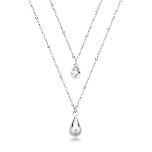 Brosway Perfect Halskette für Damen aus 316L Edelstahl mit Tropfen-Anhänger und Zirkonia Länge: 43cm, BPC36 von Brosway