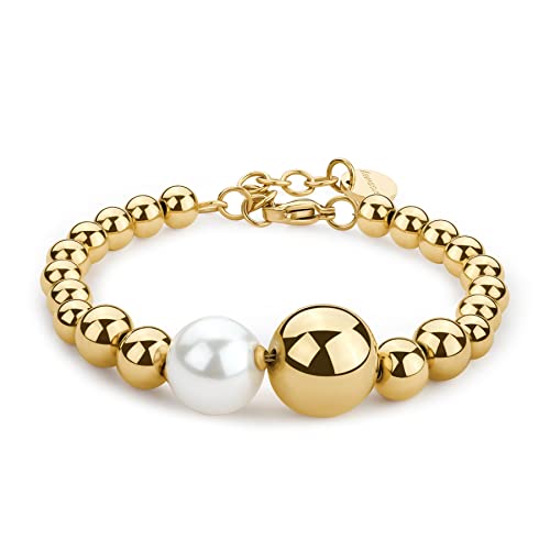 Brosway Perfect women's bracelet in golden steel with spheres and BPC12 pearl von Brosway