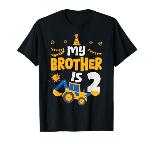 My Brother Is 2 2nd Birthday Boy Bagger Construction T-Shirt My Brother Is 2 2nd Birthday Boy Bagger Construction T-Shirt von Brother 2 Years Old Bday Digger Boy Brother Sister