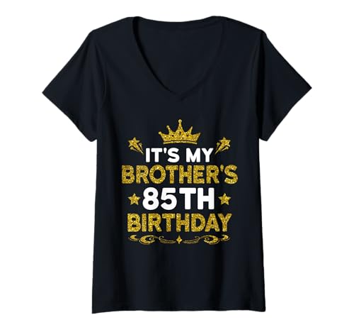 Damen Es ist der 85. Geburtstag meines Bruders. Herzlichen Glückwunsch zum Geburtstag, 85 Jahre T-Shirt mit V-Ausschnitt Damen Es ist der 85. Geburtstag meines Bruders. Herzlichen Glückwunsch zum Geburtstag, 85 Jahre T-Shirt mit V-Ausschnitt von Brother 85th Birthday Pink Gift Brother Sister