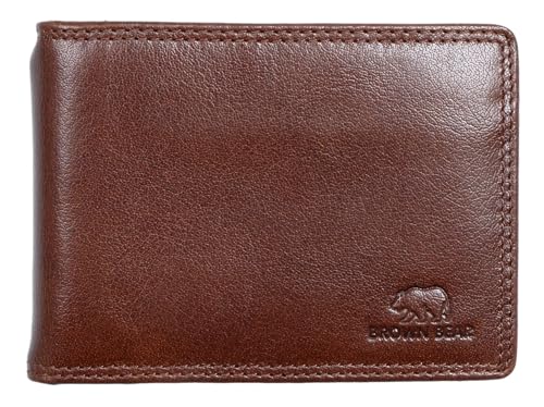 Brown Bear Dollarclip Geldbörse Herren Leder Braun RFID-Schutz mit Münzfach, Echtleder Slim Wallet Portemonnaie mit Geldklammer, Hochwertiger Geldbeutel für 10 Karten von Brown Bear