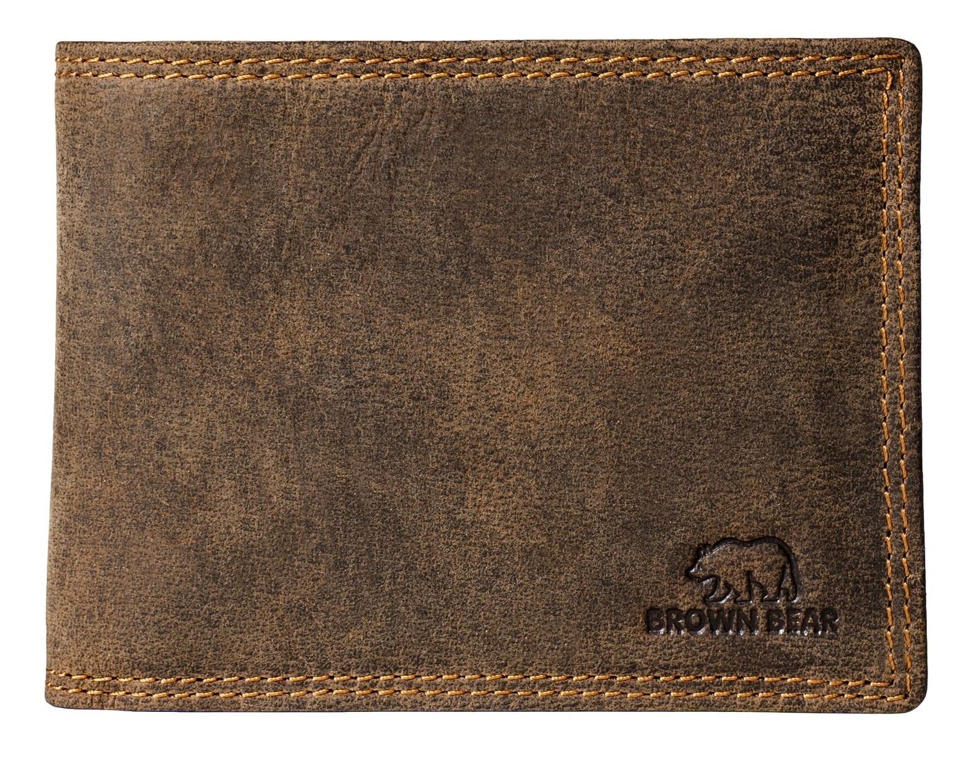 Brown Bear Geldbörse 8061 kleineres Herren Portemonnaie aus Echtleder, mit 9 Kartenfächern und RFID-Schutz Braun-Vintage von Brown Bear