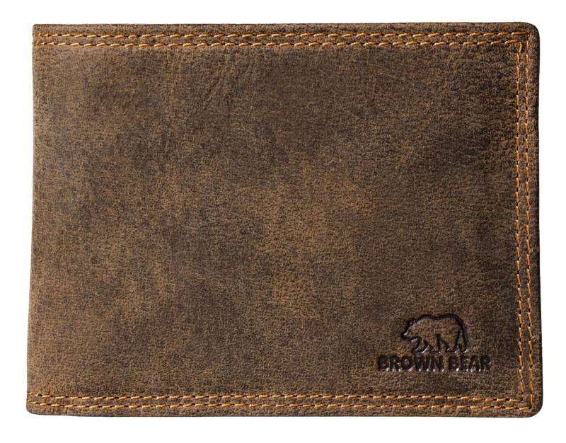 Brown Bear Geldbörse 8061 kleineres Herren Portemonnaie aus Echtleder, mit 9 Kartenfächern und RFID-Schutz Braun-Vintage von Brown Bear