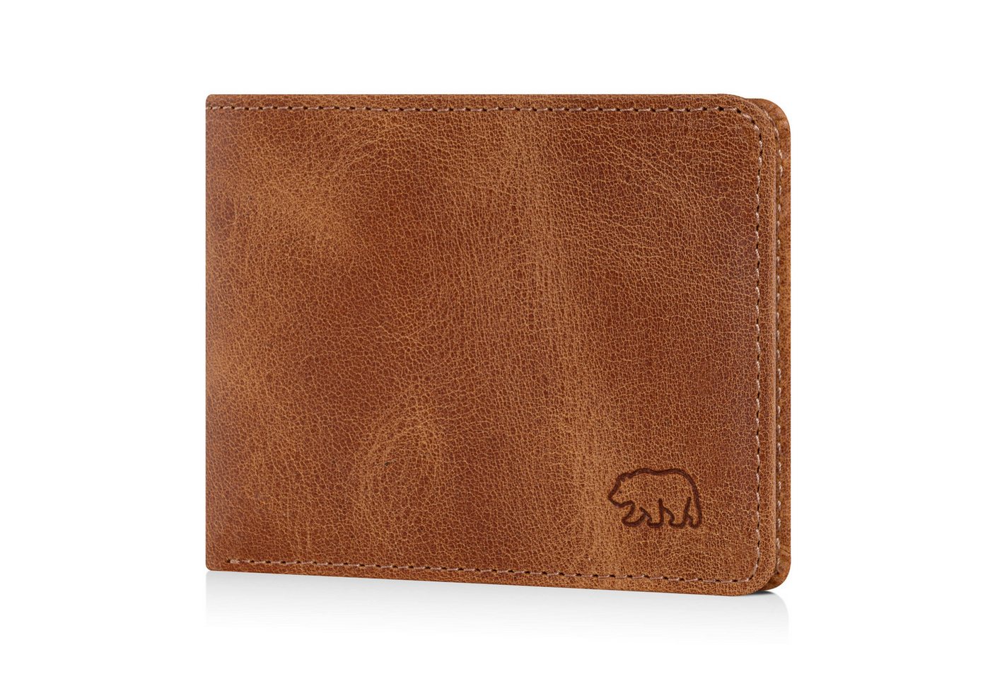 Brown Bear Geldbörse 8061 - mit 6 Kartenfächern und RFID-Schutz, aus Echtleder Farbe Cognac Vintage von Brown Bear
