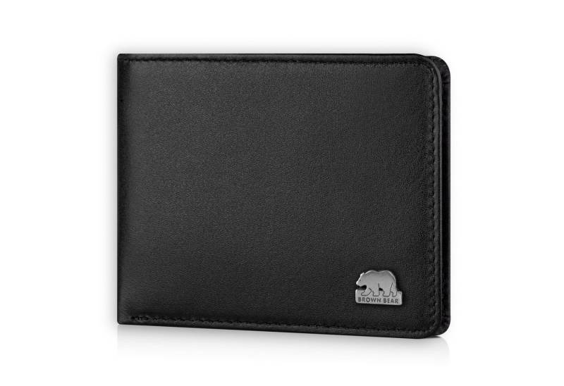 Brown Bear Geldbörse 8061 - mit 6 Kartenfächern und RFID-Schutz, aus Echtleder Farbe Schwarz Nappa von Brown Bear