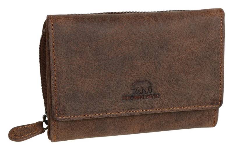 Brown Bear Geldbörse Brown Bear Damengeldbörse Lou, mit 9 Kartenfächern im Querformat Braun Vintage von Brown Bear