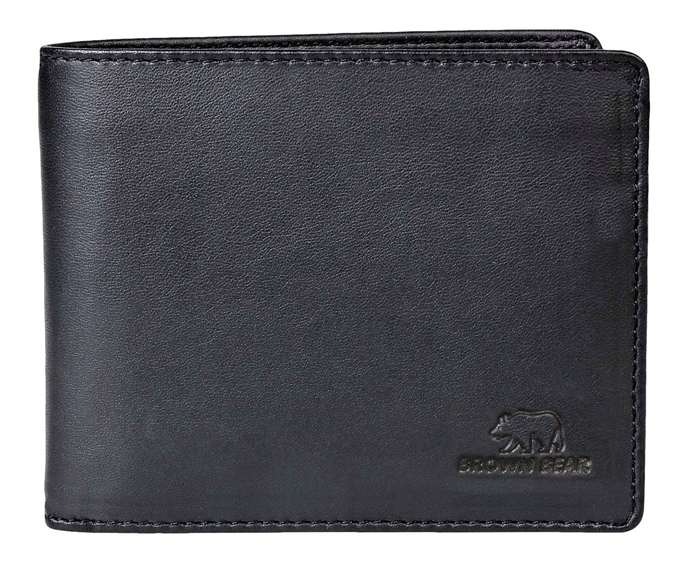 Brown Bear Geldbörse Modell 103 Herren Portemonnaie mit Netzfach, aus Echtleder mit 9 Kartenfächern Farbe Schwarz von Brown Bear
