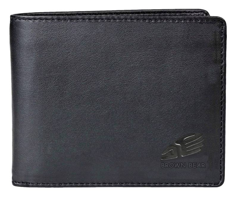 Brown Bear Geldbörse Modell 1051 mit Reißverschlussinnenfach und 11 Kartenfächern, aus Echtleder mit 4 Ausweisfächern und 1 Sichtfenster Schwarz Nappa von Brown Bear