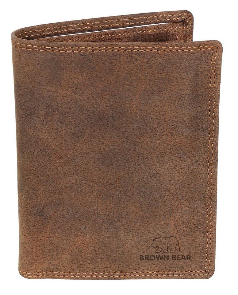 Brown Bear Geldbörse Modell 8005 D LF mit Reißverschlussfach und 11 Kartenfächern, aus Echtleder mit RFID Schutz Braun Vintage von Brown Bear
