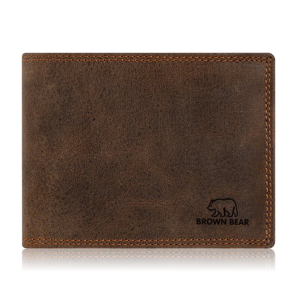 Brown Bear Geldbörse Modell 8005 D klassisches Herren Portemonnaie aus Echtleder, mit 9 Kartenfächern und RFID-Schutz Braun Vintage von Brown Bear