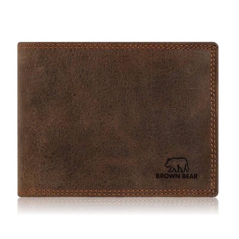 Brown Bear Geldbörse Modell 8005 D klassisches Herren Portemonnaie aus Echtleder, mit 9 Kartenfächern und RFID-Schutz Braun Vintage von Brown Bear