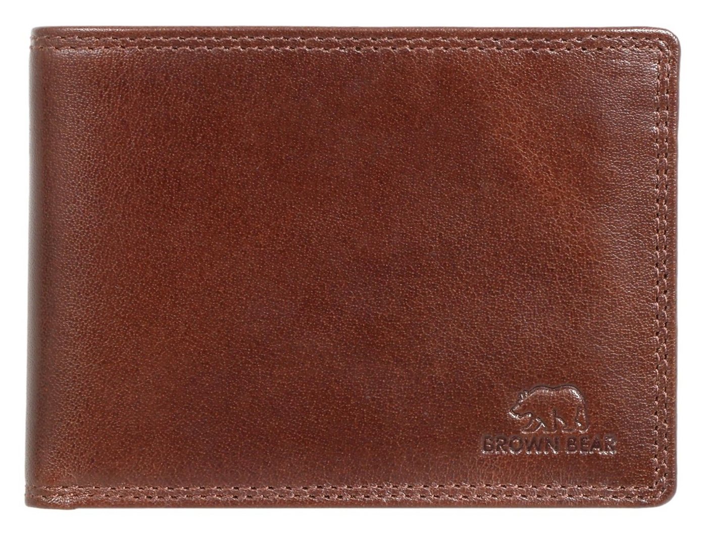 Brown Bear Geldbörse Modell 8005 D klassisches Herren Portemonnaie aus Echtleder, mit 9 Kartenfächern und RFID-Schutz Braun von Brown Bear