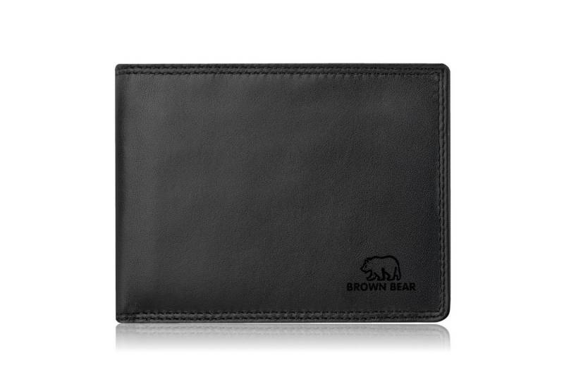 Brown Bear Geldbörse Modell 8005 D klassisches Herren Portemonnaie aus Echtleder, mit 9 Kartenfächern und RFID-Schutz Schwarz von Brown Bear
