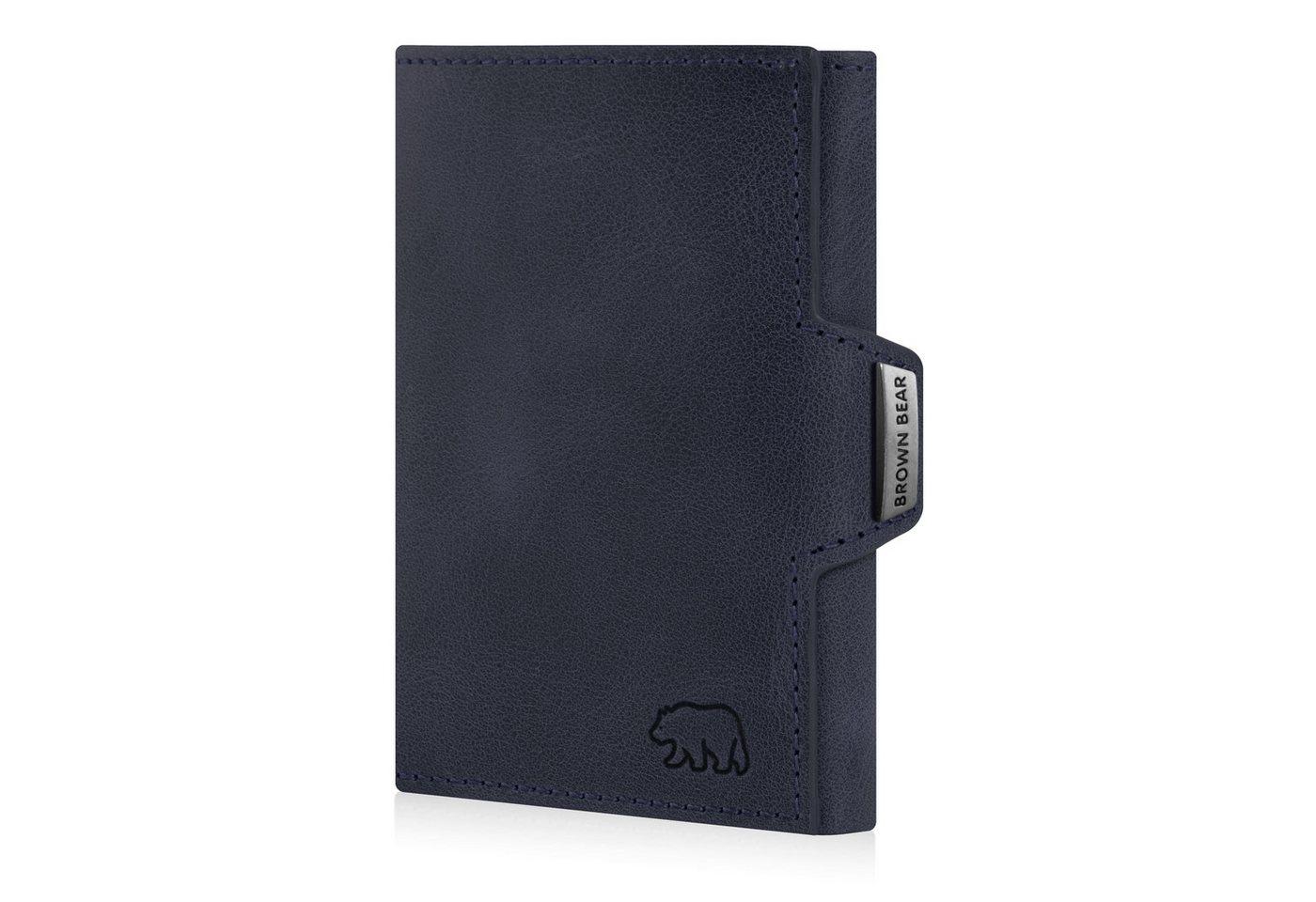 Brown Bear Geldbörse Modell Bruce Slim für 11 Kreditkarten aus Echtleder, mit Münzfach Farbe Blau von Brown Bear