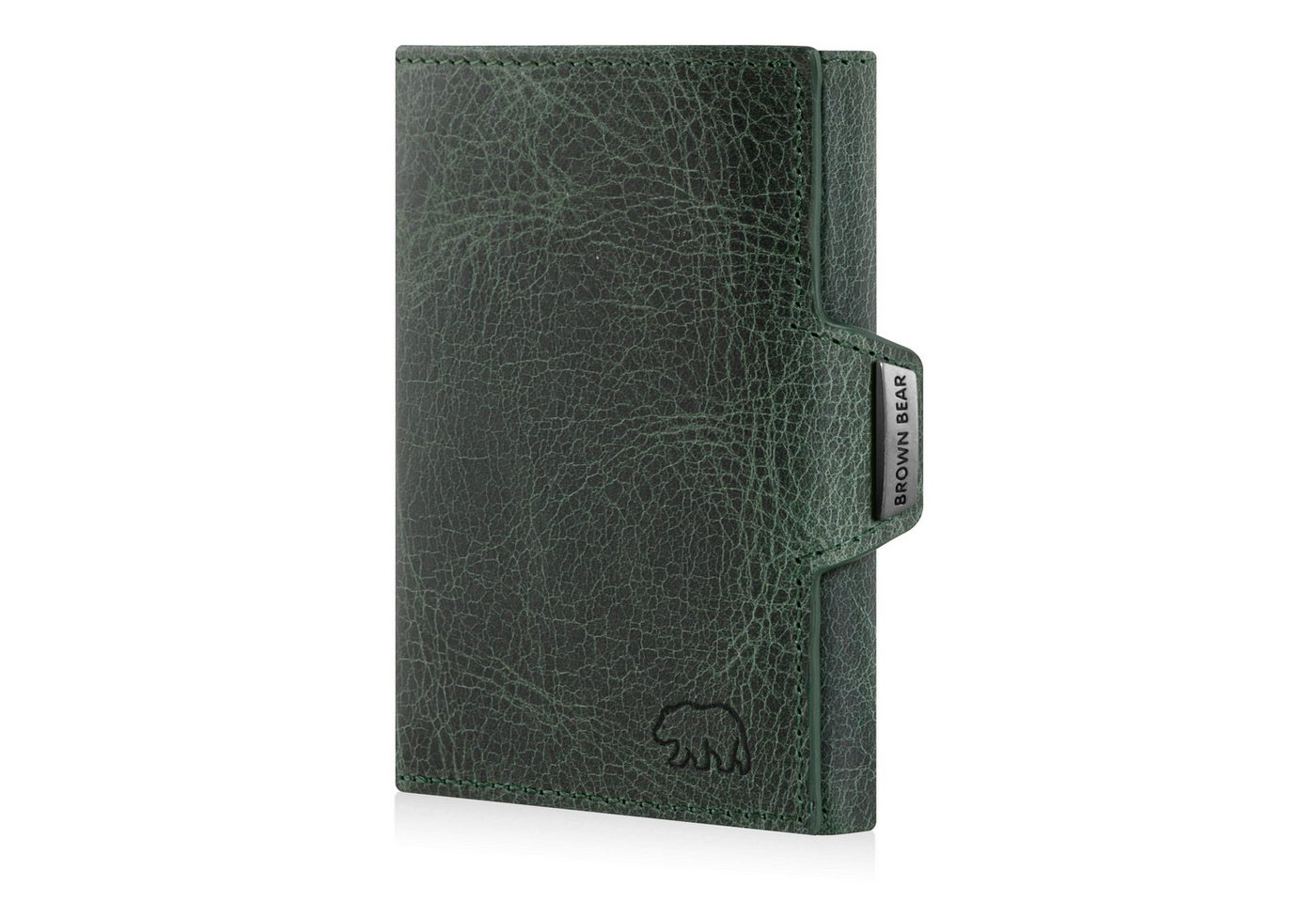 Brown Bear Geldbörse Modell Bruce Slim für 11 Kreditkarten aus Echtleder, mit Münzfach Farbe Oliv von Brown Bear