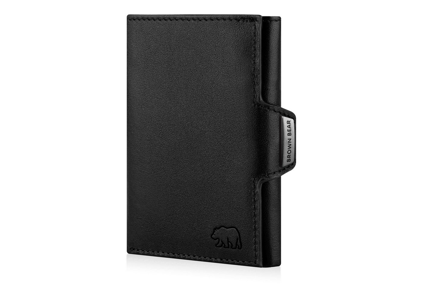 Brown Bear Geldbörse Modell Bruce Slim für 11 Kreditkarten aus Echtleder, mit Münzfach Farbe Schwarz Nappa von Brown Bear