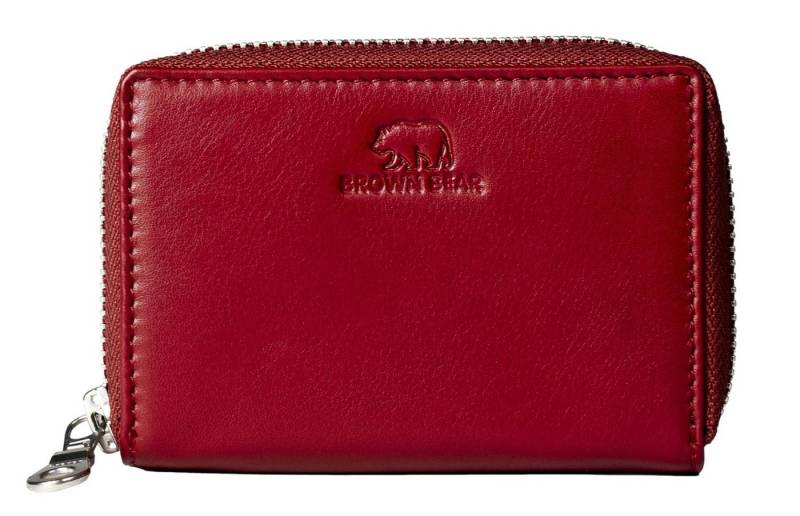 Brown Bear Geldbörse Modell Kai umlaufender Reißverschluss Querformat klein, mit 8 Kartenfächern und RFID-Schutz für Damen Rot von Brown Bear