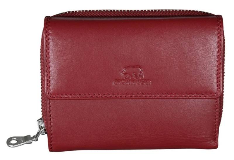 Brown Bear Geldbörse Modell Mandy - große Damengeldbörse mit 12 Kartenfächern, mit Reißverschluss und RFID Schutz Rot von Brown Bear