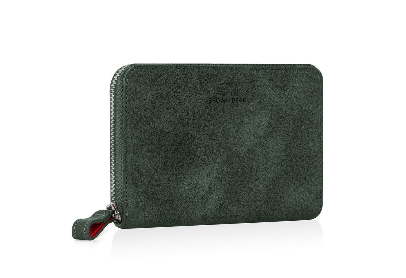 Brown Bear Geldbörse Pia aus Echtleder mit umlaufendem Reißverschluss, für Damen mit 10 Kartenfächern Farbe Oliv von Brown Bear