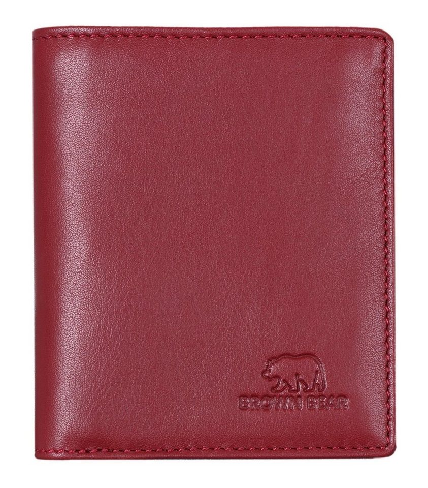 Brown Bear Geldbörse SLCP 8005 - Smart Wallet für 8 Karten mit RFID Schutz, aus Echtleder mit Slide-Out-Fach und Sichtfenster Rot von Brown Bear