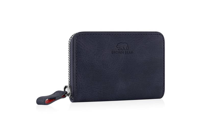 Brown Bear Geldbörse Slim Kai mit umlaufendem Reißverschluss, mit RFID-Schutz und 4 Kartenfächern Farbe Blau-Vintage von Brown Bear