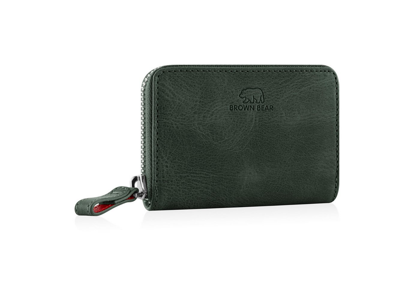 Brown Bear Geldbörse Slim Kai mit umlaufendem Reißverschluss, mit RFID-Schutz und 4 Kartenfächern Farbe Olive-Vintage von Brown Bear