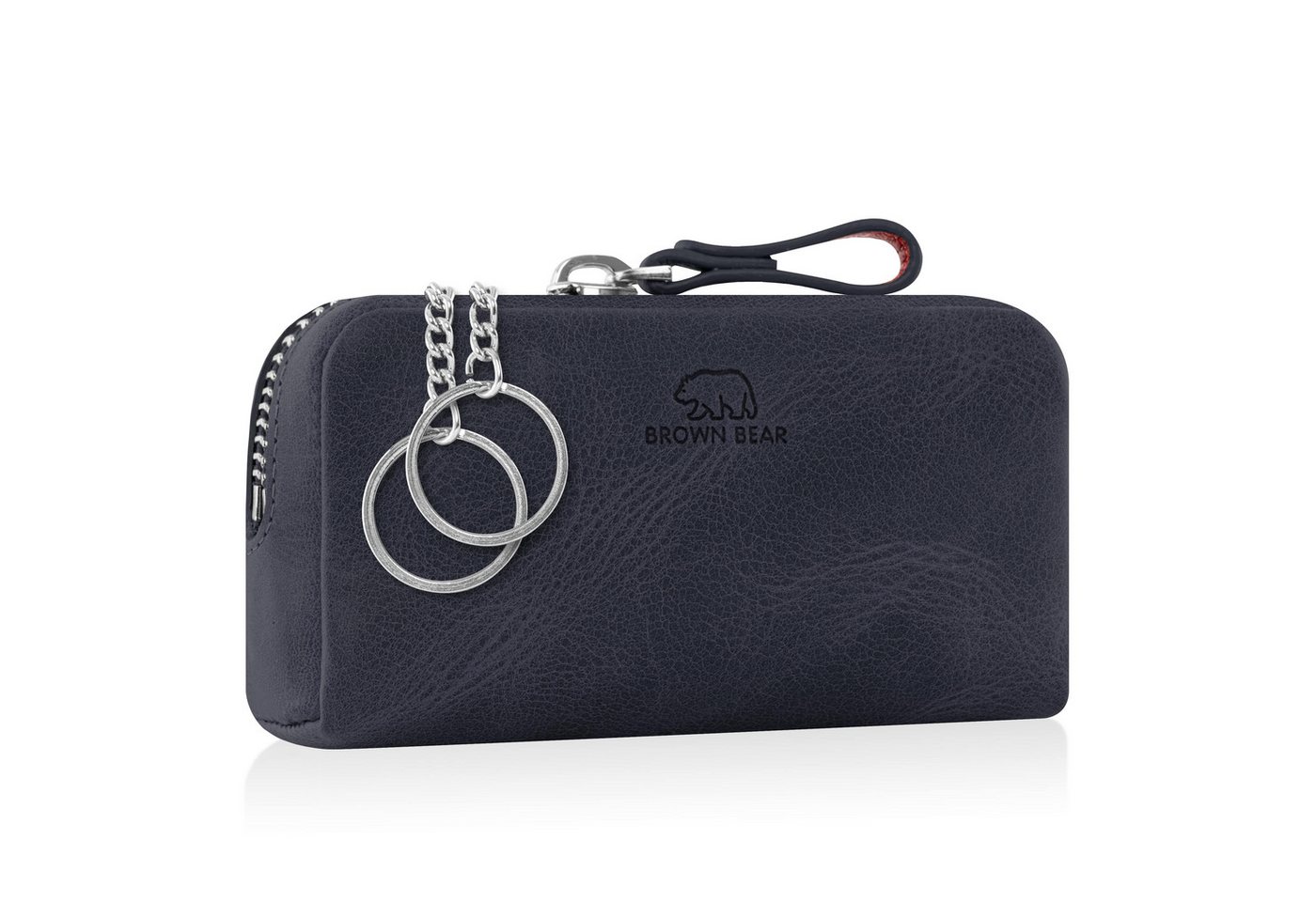 Brown Bear Schlüsseltasche 8017 A - aus Echtleder mit zwei Schlüsselringen, mit Münzfach und großen Korpus Farbe Blau-Vintage von Brown Bear