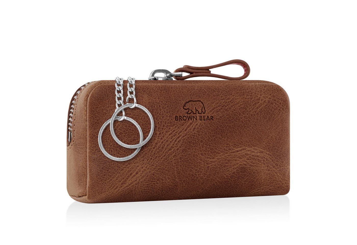 Brown Bear Schlüsseltasche 8017 A - aus Echtleder mit zwei Schlüsselringen, mit Münzfach und großen Korpus Farbe Braun-Vintage von Brown Bear