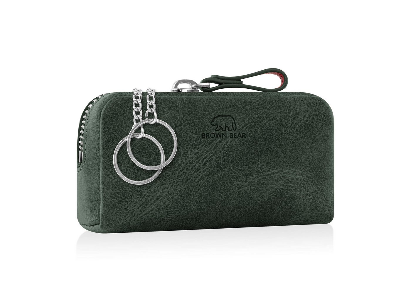 Brown Bear Schlüsseltasche 8017 A - aus Echtleder mit zwei Schlüsselringen, mit Münzfach und großen Korpus Farbe Olive-Vintage von Brown Bear