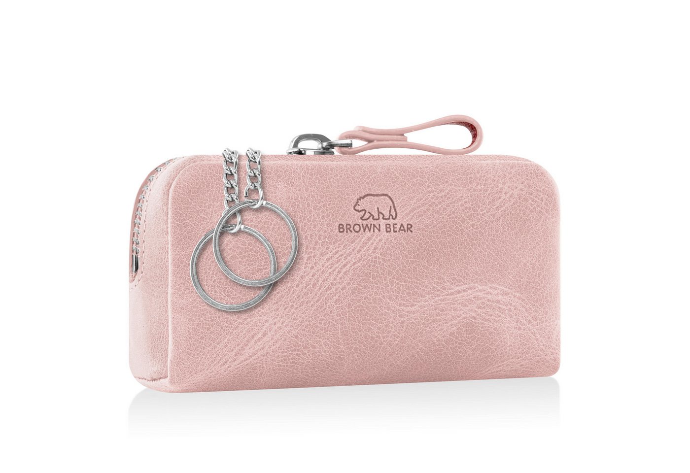Brown Bear Schlüsseltasche 8017 A- aus Echtleder mit zwei Schlüsselringen, mit Münzfach und großen Korpus Farbe Pink-Vintage von Brown Bear
