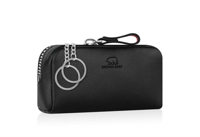 Brown Bear Schlüsseltasche 8017 A - aus Echtleder mit zwei Schlüsselringen, mit Münzfach und großen Korpus Farbe Schwarz Nappa von Brown Bear